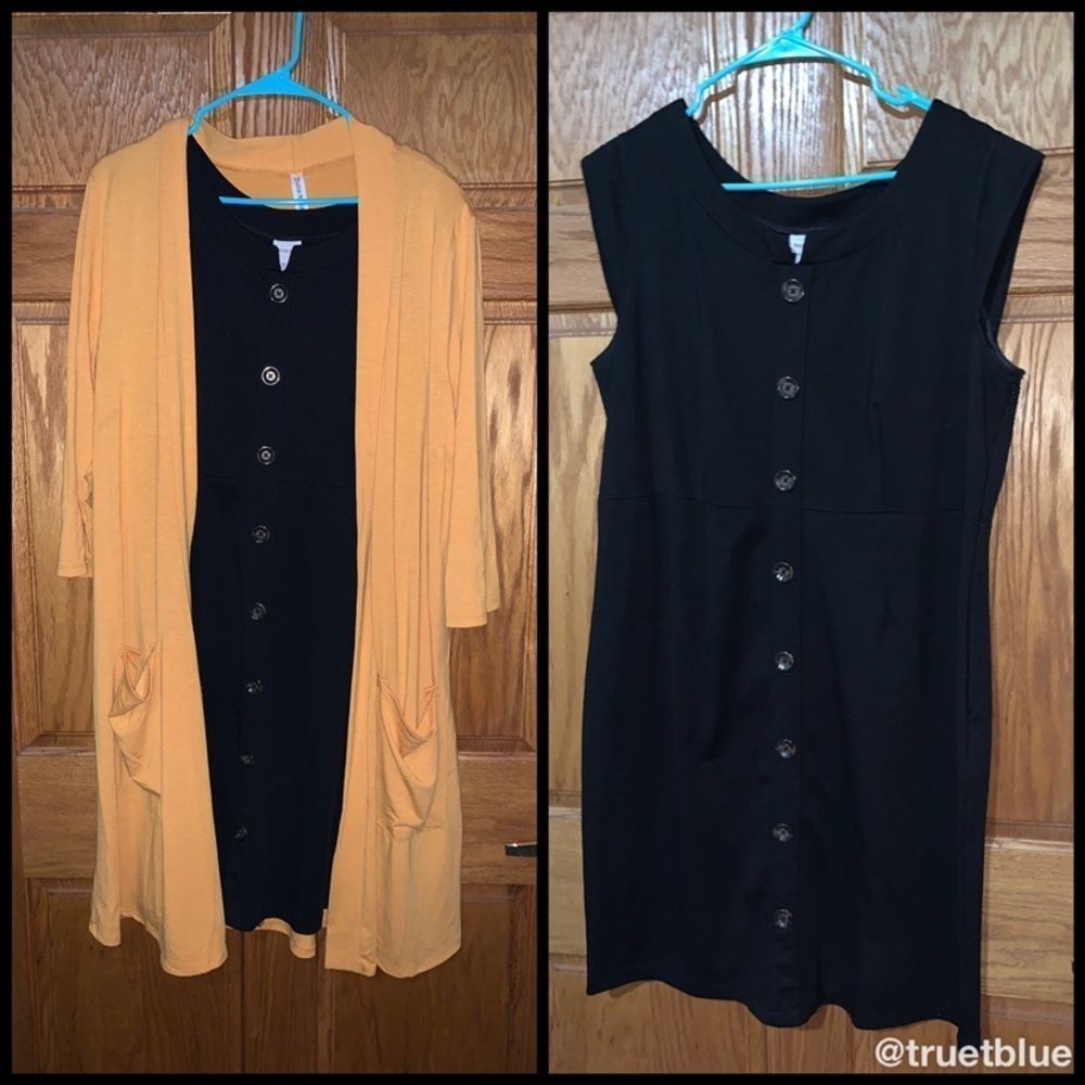 Merona Button Down Black Dress Sz 16